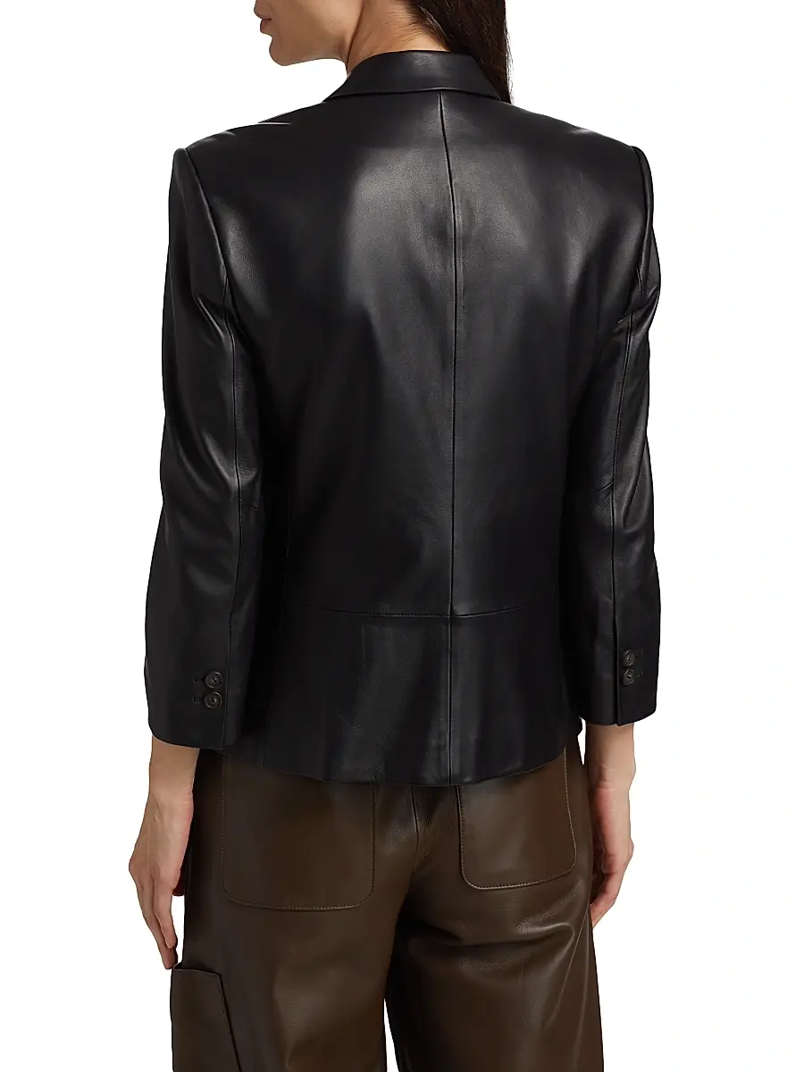 Vince Women's Leather Shrunken Blazer | Thumbnail 5 Vince Women's Leather Shrunken Blazer | Thumbnail 5