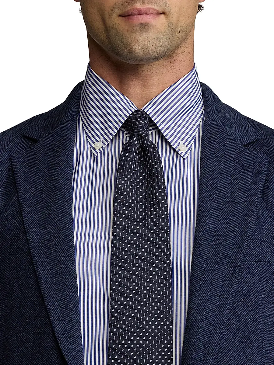 Ralph Lauren Purple Label Men's Neat Cashmere-Silk Tie - Navy | Thumbnail 3 Ralph Lauren Purple Label Men's Neat Cashmere-Silk Tie - Navy | Thumbnail 3