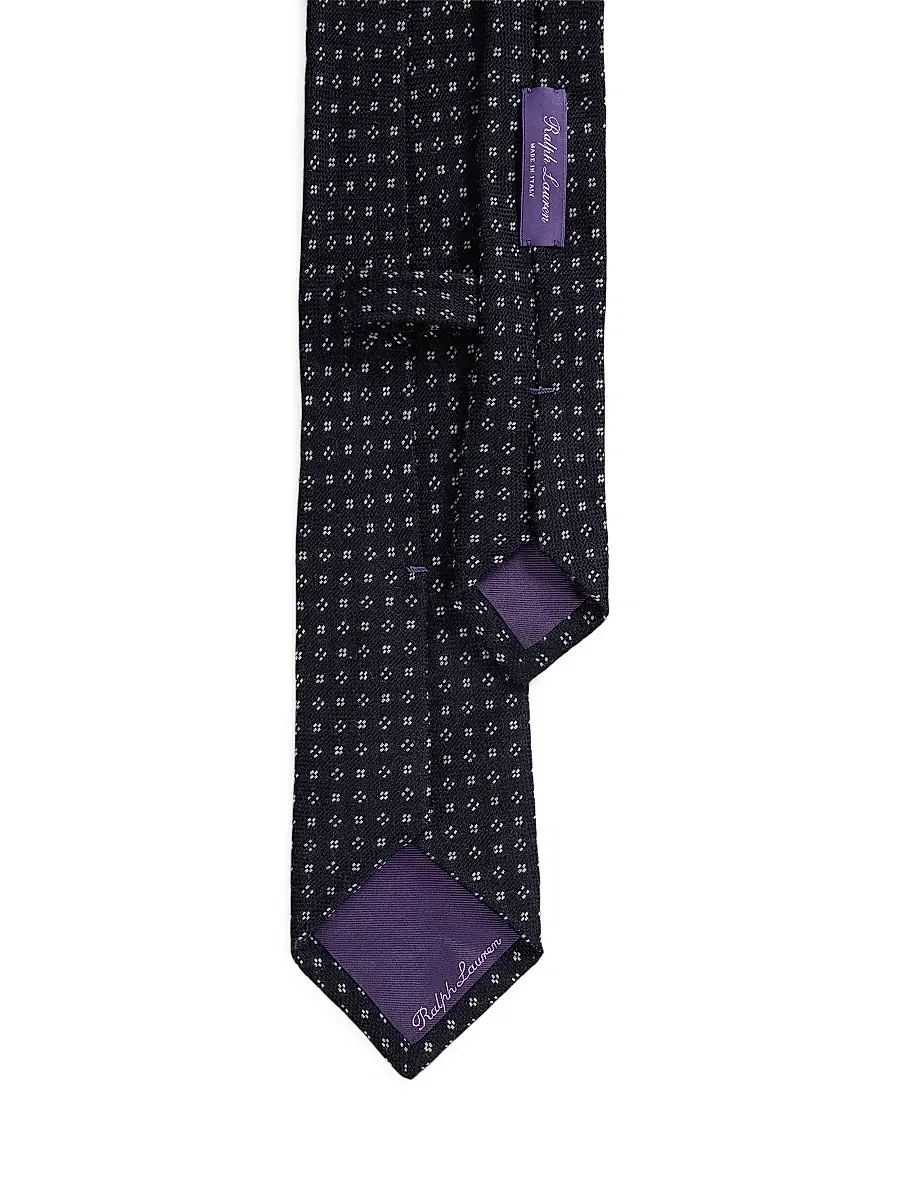 Ralph Lauren Purple Label Men's Neat Cashmere-Silk Tie - Navy | Thumbnail 4 Ralph Lauren Purple Label Men's Neat Cashmere-Silk Tie - Navy | Thumbnail 4