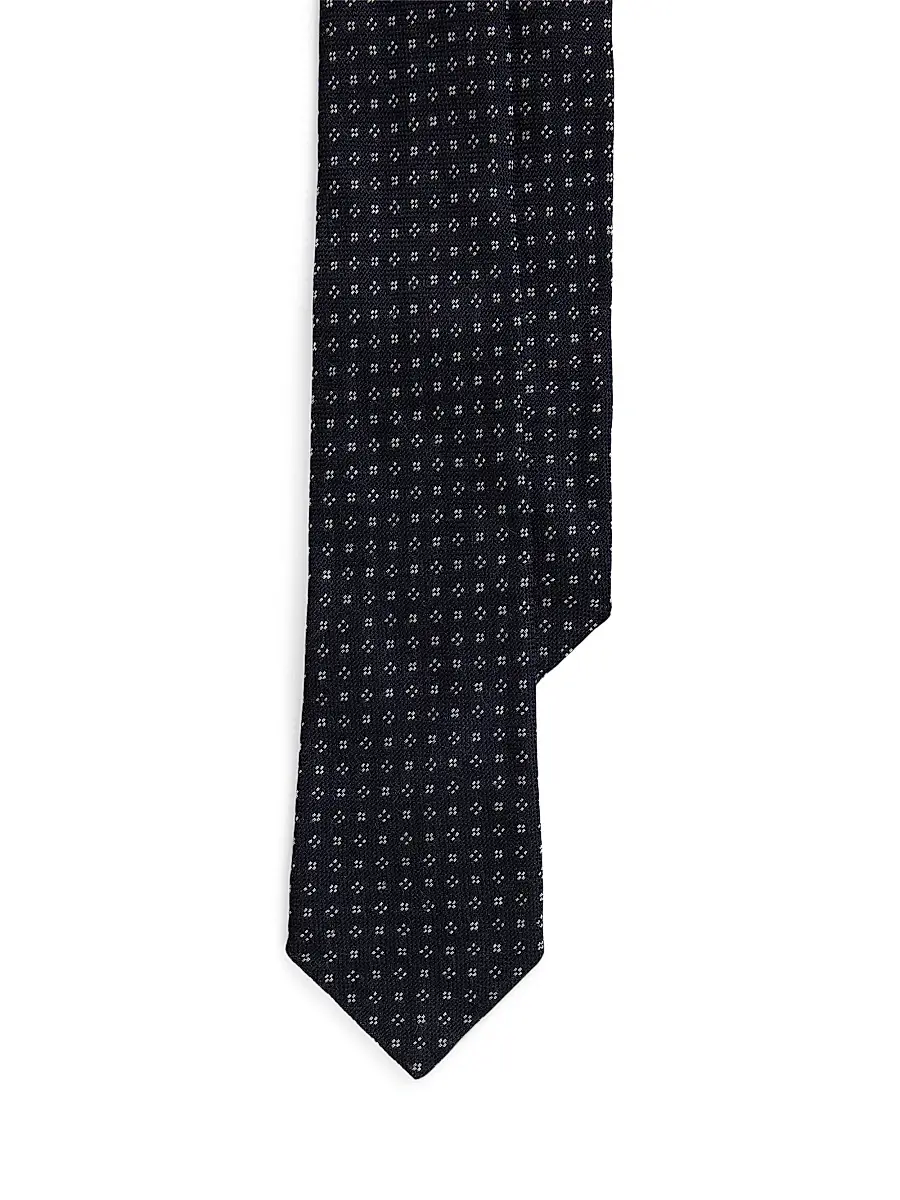 Ralph Lauren Purple Label Men's Neat Cashmere-Silk Tie - Navy | Thumbnail 5 Ralph Lauren Purple Label Men's Neat Cashmere-Silk Tie - Navy | Thumbnail 5
