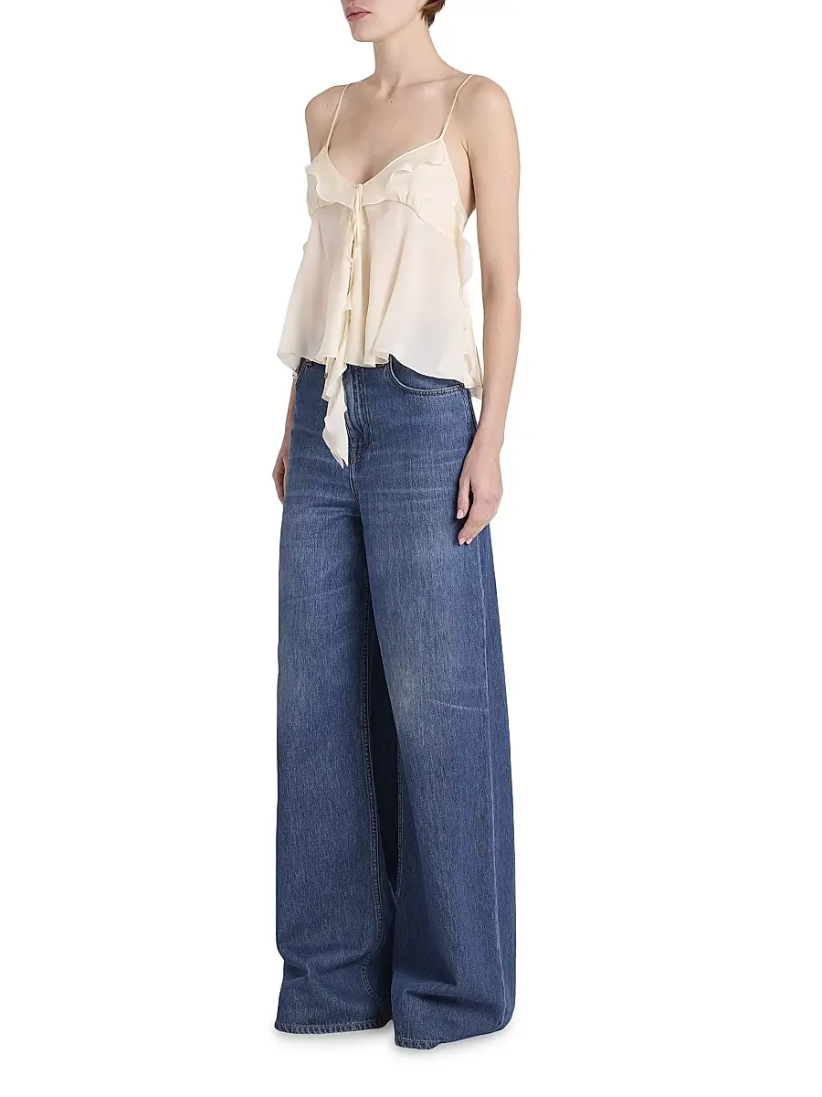 Chloé Women's Silk Tie-Front Cami Top - Dusty White | Thumbnail 2 Chloé Women's Silk Tie-Front Cami Top - Dusty White | Thumbnail 2