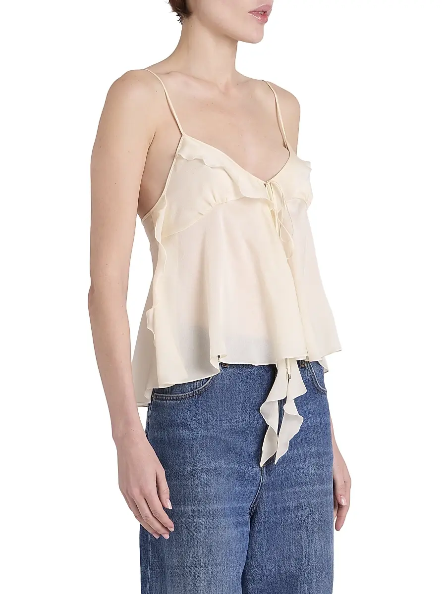 Chloé Women's Silk Tie-Front Cami Top - Dusty White | Thumbnail 4 Chloé Women's Silk Tie-Front Cami Top - Dusty White | Thumbnail 4