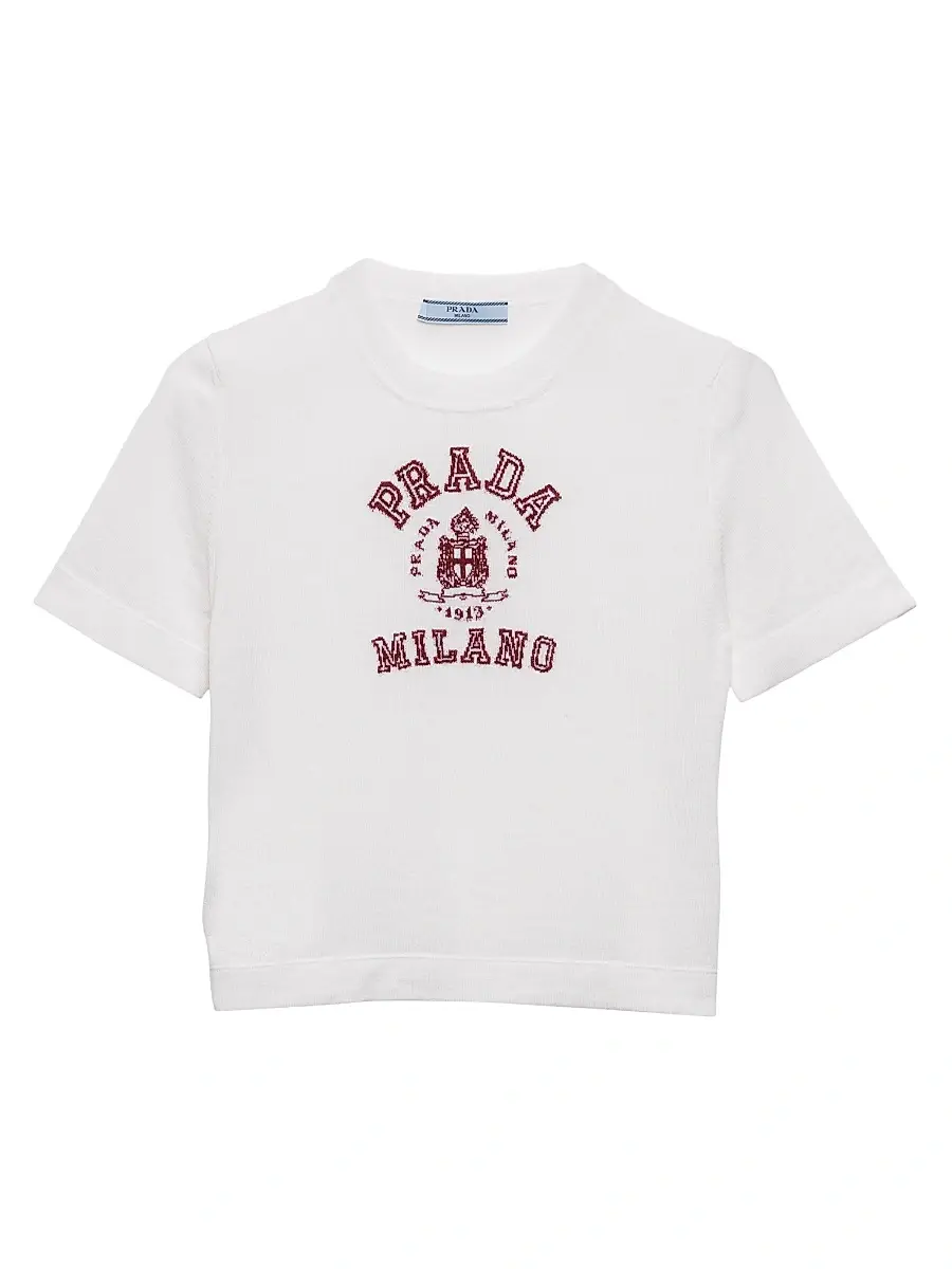 Prada Women's Cashmere Intarsia T-Shirt - White | Image 1 Prada Women's Cashmere Intarsia T-Shirt - White | Image 1