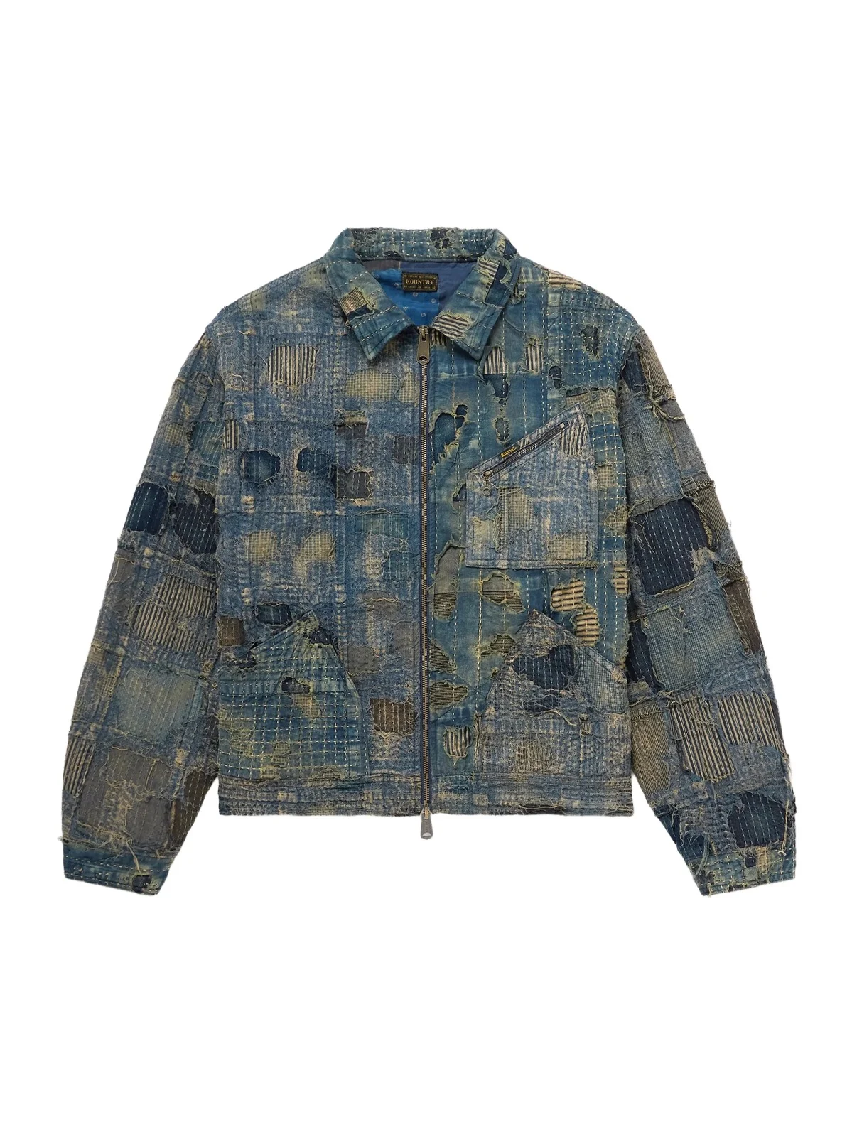 KAPITAL Boro Distressed Patchwork Denim Jacket - Men