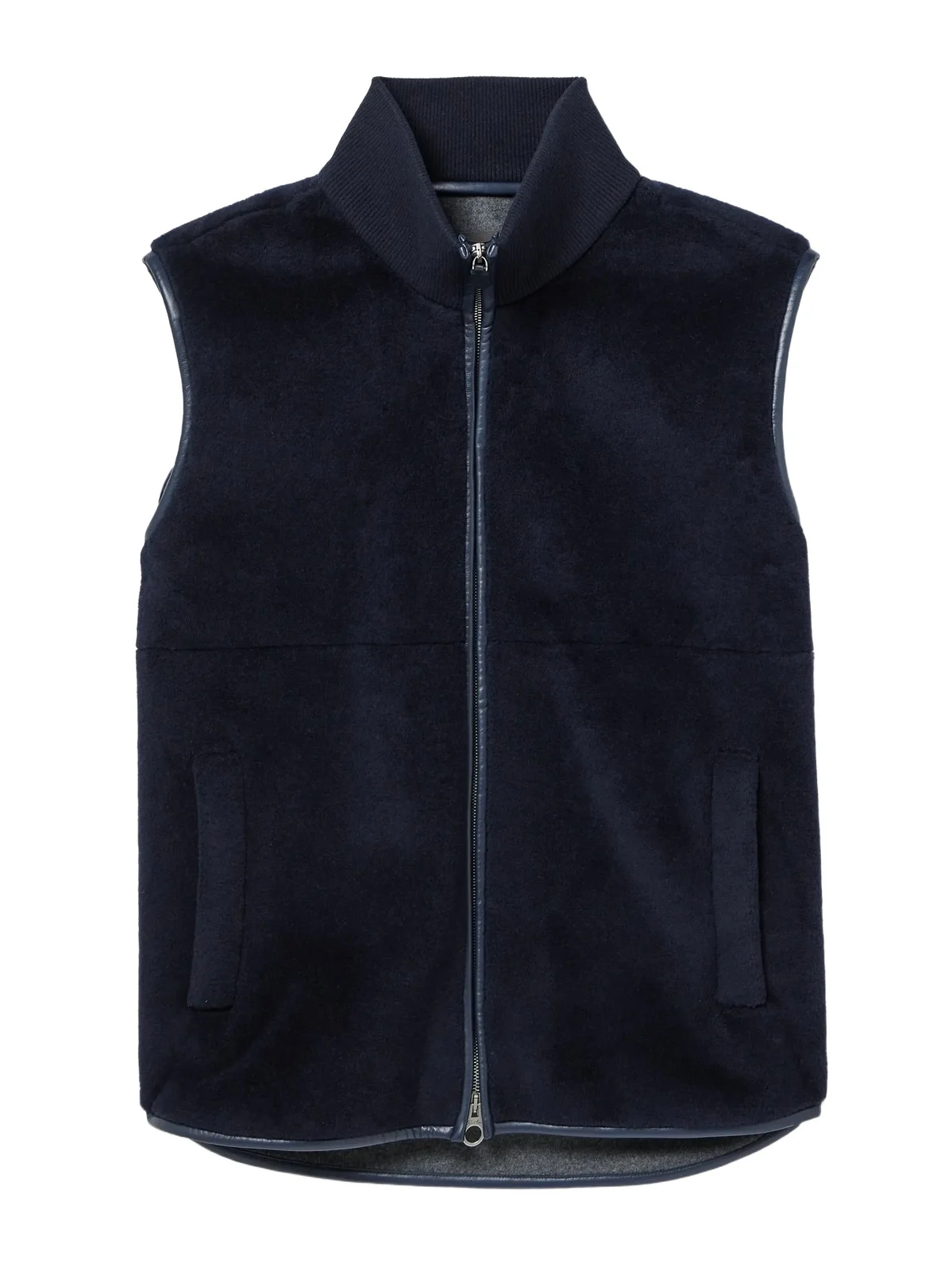 Ennio Leather-Trimmed Wool and Silk-Blend Fleece Gilet - Men