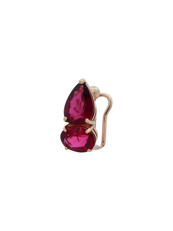 3.02ct Rubellite 18K Gold Two Stones Earcuff