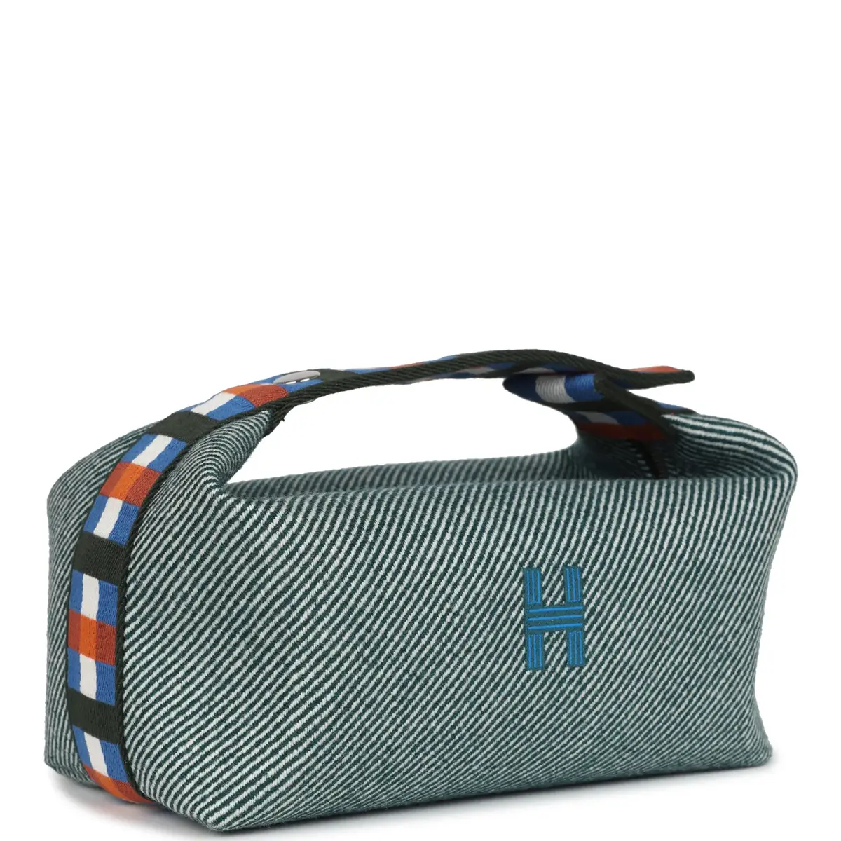 HERMÈS Hermes Bride-A-Brac Au Carre Case PM Vert Foret H Natte Canvas and Wool Palladium Hardware | Thumbnail 2 HERMÈS Hermes Bride-A-Brac Au Carre Case PM Vert Foret H Natte Canvas and Wool Palladium Hardware | Thumbnail 2
