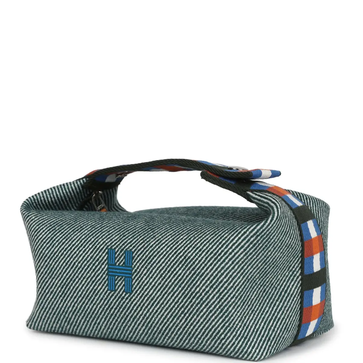 HERMÈS Hermes Bride-A-Brac Au Carre Case PM Vert Foret H Natte Canvas and Wool Palladium Hardware | Thumbnail 5 HERMÈS Hermes Bride-A-Brac Au Carre Case PM Vert Foret H Natte Canvas and Wool Palladium Hardware | Thumbnail 5