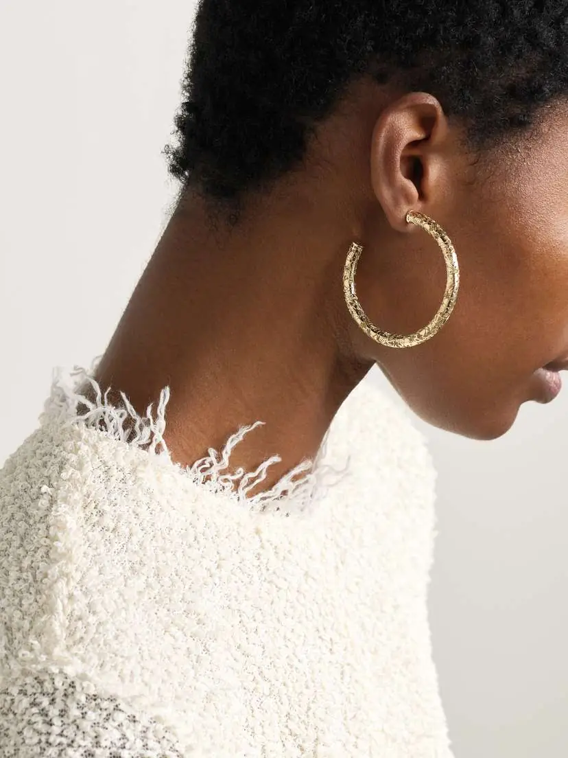 Sydney Evan Large Icon Wallpaper 14-karat Gold Hoop Earrings | Thumbnail 2