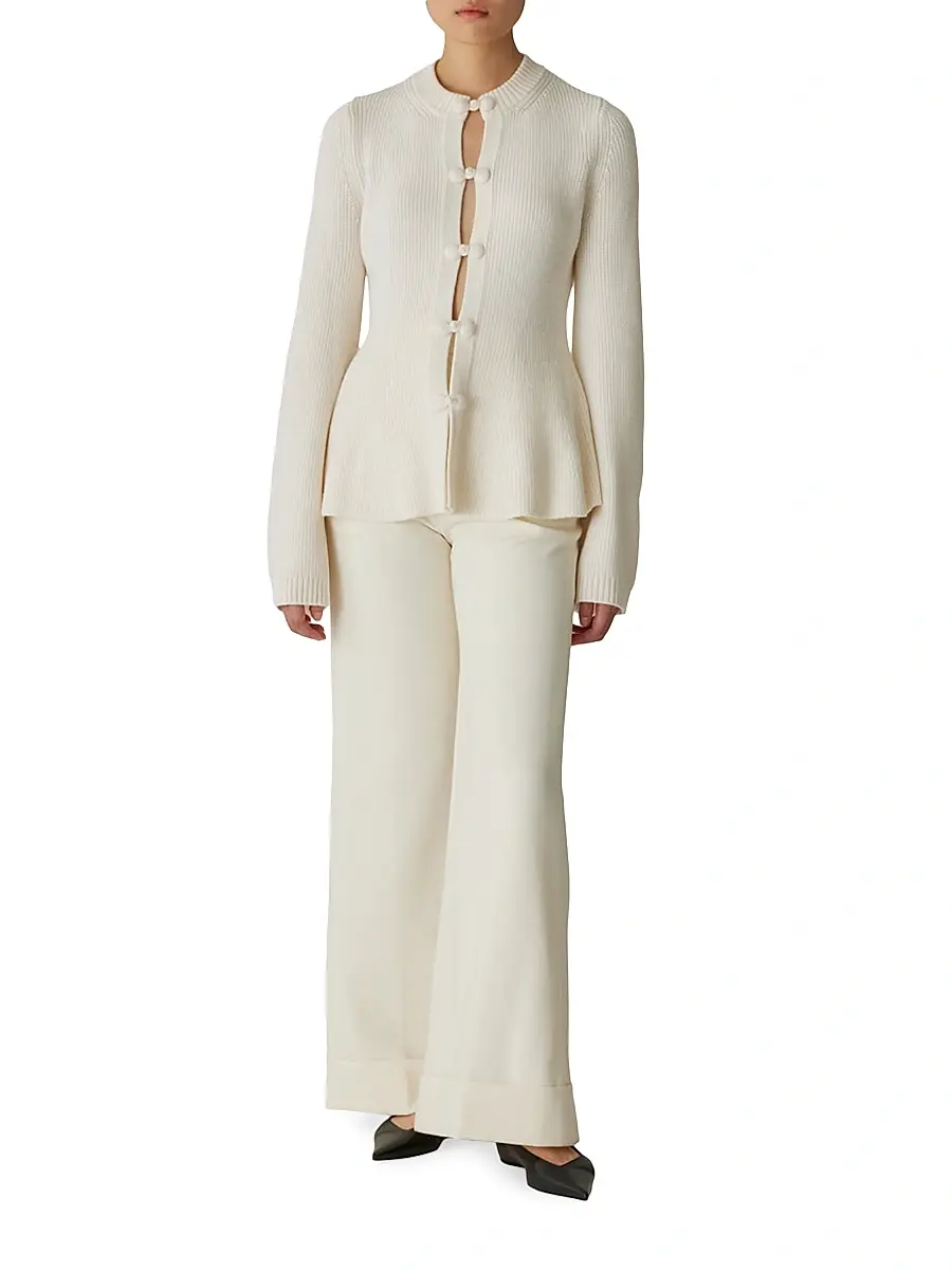 REBECCA TAYLOR Women's Novlety Button-Front Peplum Cardigan | Thumbnail 2 REBECCA TAYLOR Women's Novlety Button-Front Peplum Cardigan | Thumbnail 2