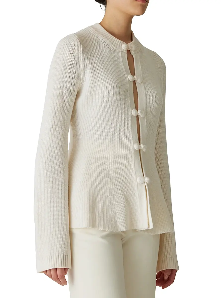 REBECCA TAYLOR Women's Novlety Button-Front Peplum Cardigan | Thumbnail 3 REBECCA TAYLOR Women's Novlety Button-Front Peplum Cardigan | Thumbnail 3