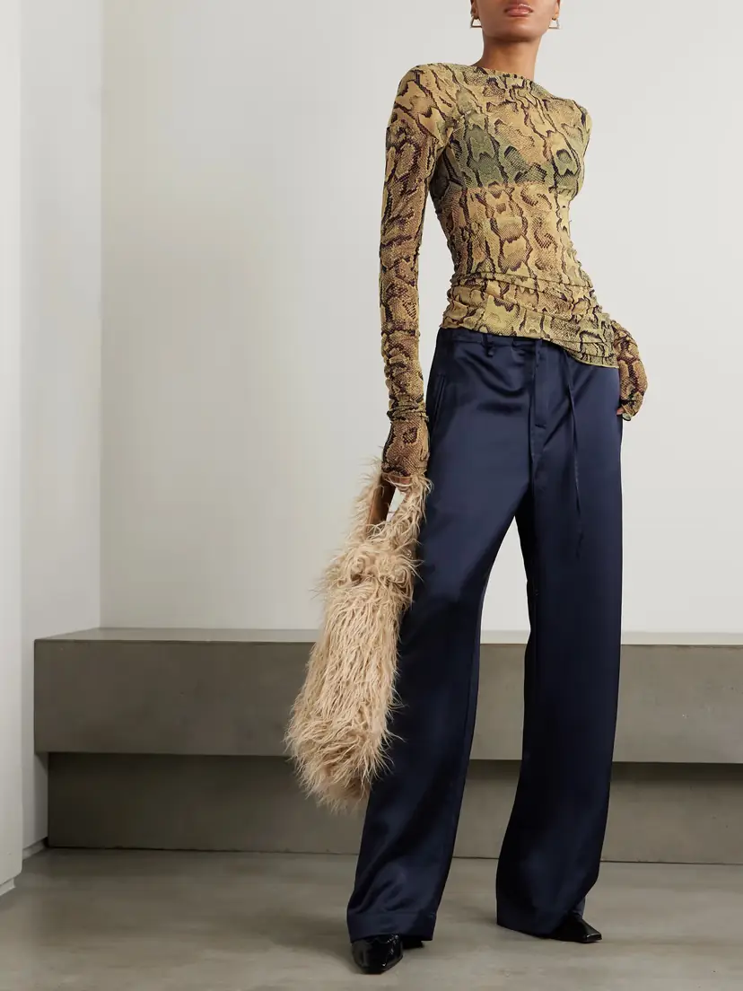 Dries Van Noten Asyetric Snake-print Stretch-Mesh T-shirt | Thumbnail 2