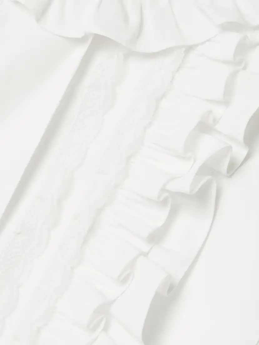 Valentino Garavani Lace-trimmed Ruffled Cotton, Linen And Silk-blend Mini Shirt Dress | Thumbnail 4 Valentino Garavani Lace-trimmed Ruffled Cotton, Linen And Silk-blend Mini Shirt Dress | Thumbnail 4