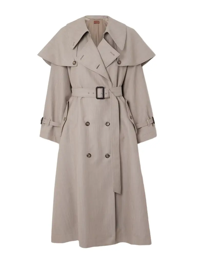 Billie Double-breasted Belted Wool Trench Coat