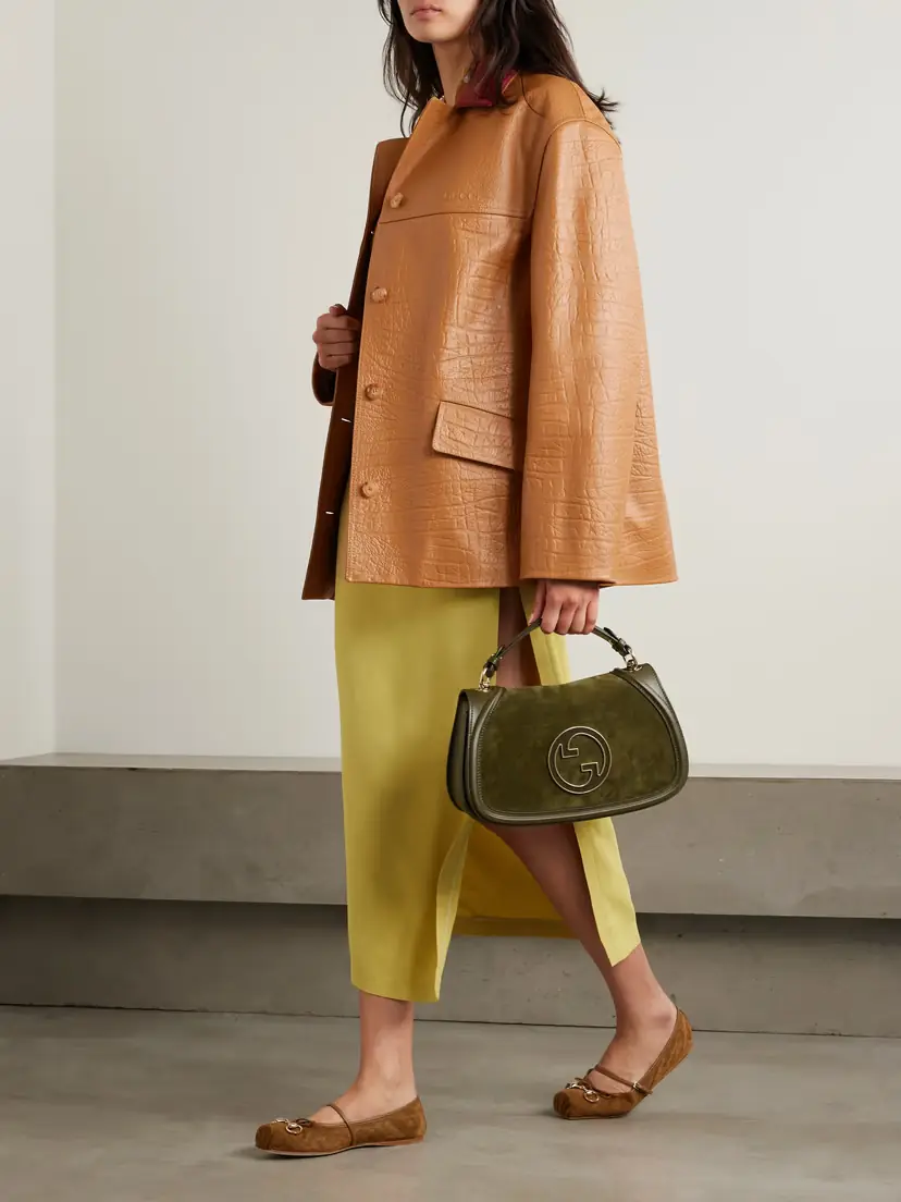 Gucci Oversized Suede-trimmed Textured-leather Jacket | Thumbnail 2
