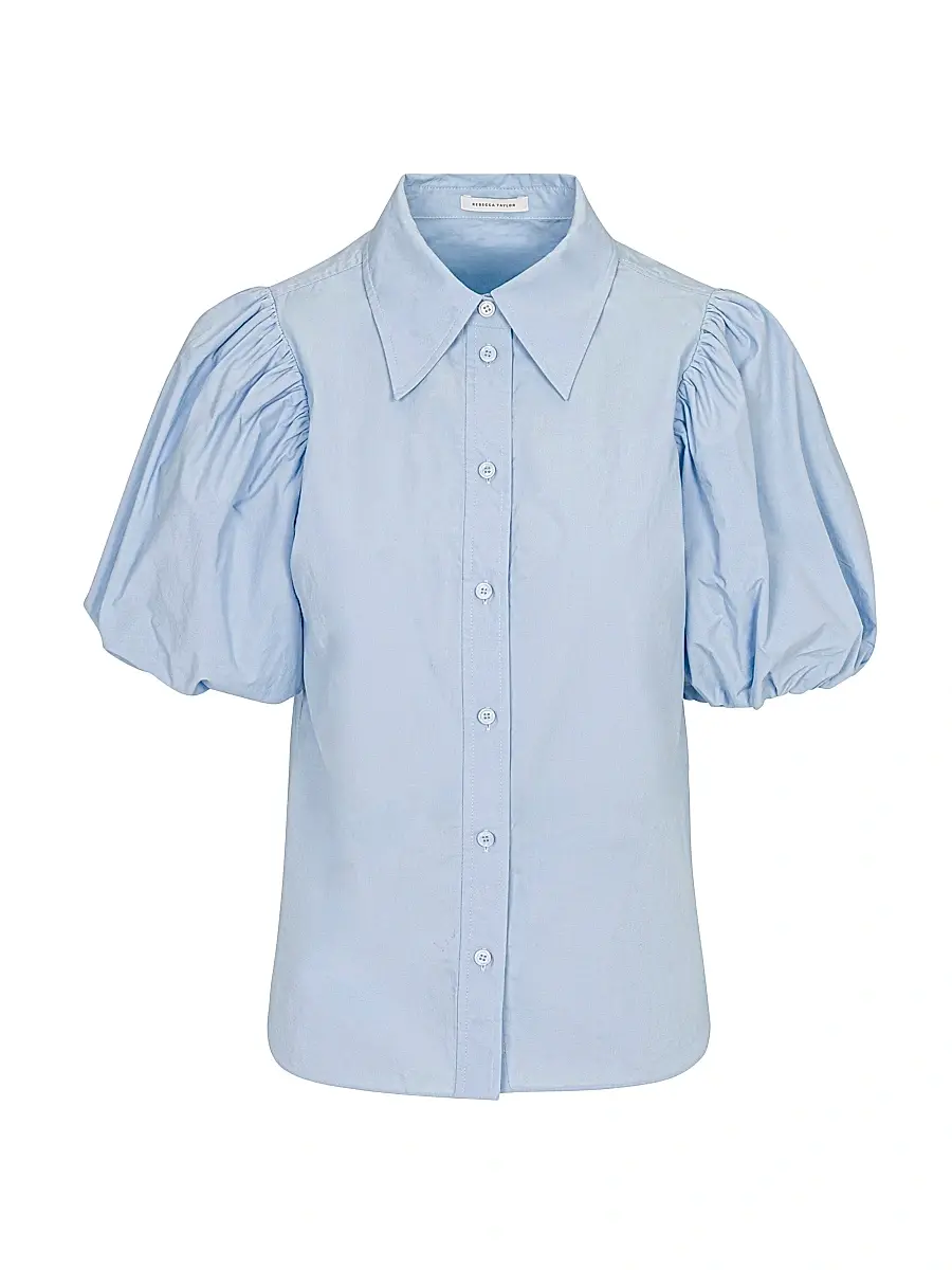 Women's Cotton Poplin Puff-Sleeve Button-Front Shirt Women's Cotton Poplin Puff-Sleeve Button-Front Shirt