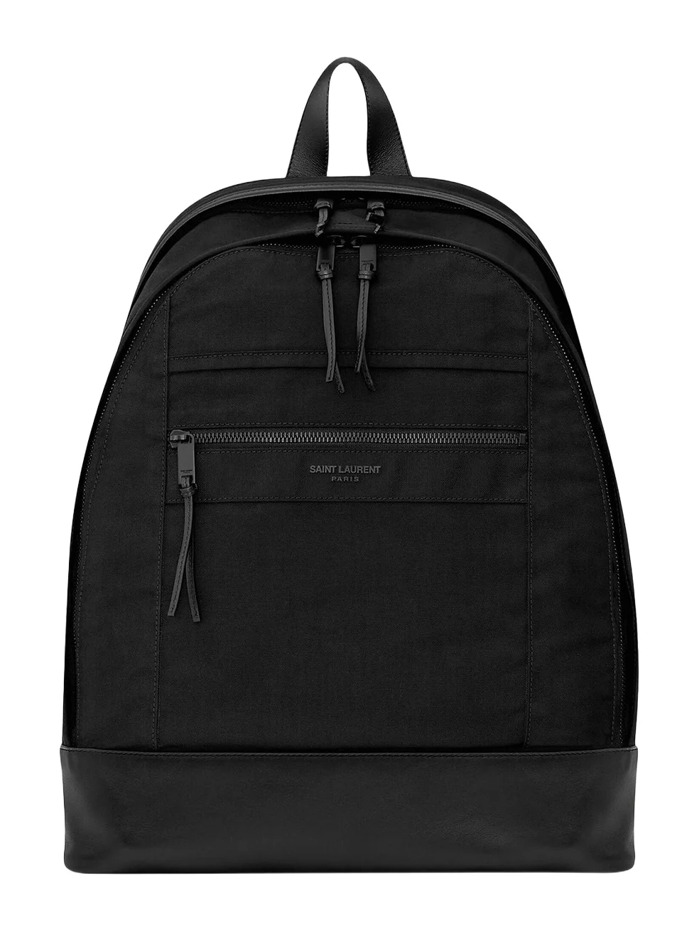 Men's City Backpack in Nylon Canvas and Leather - Black