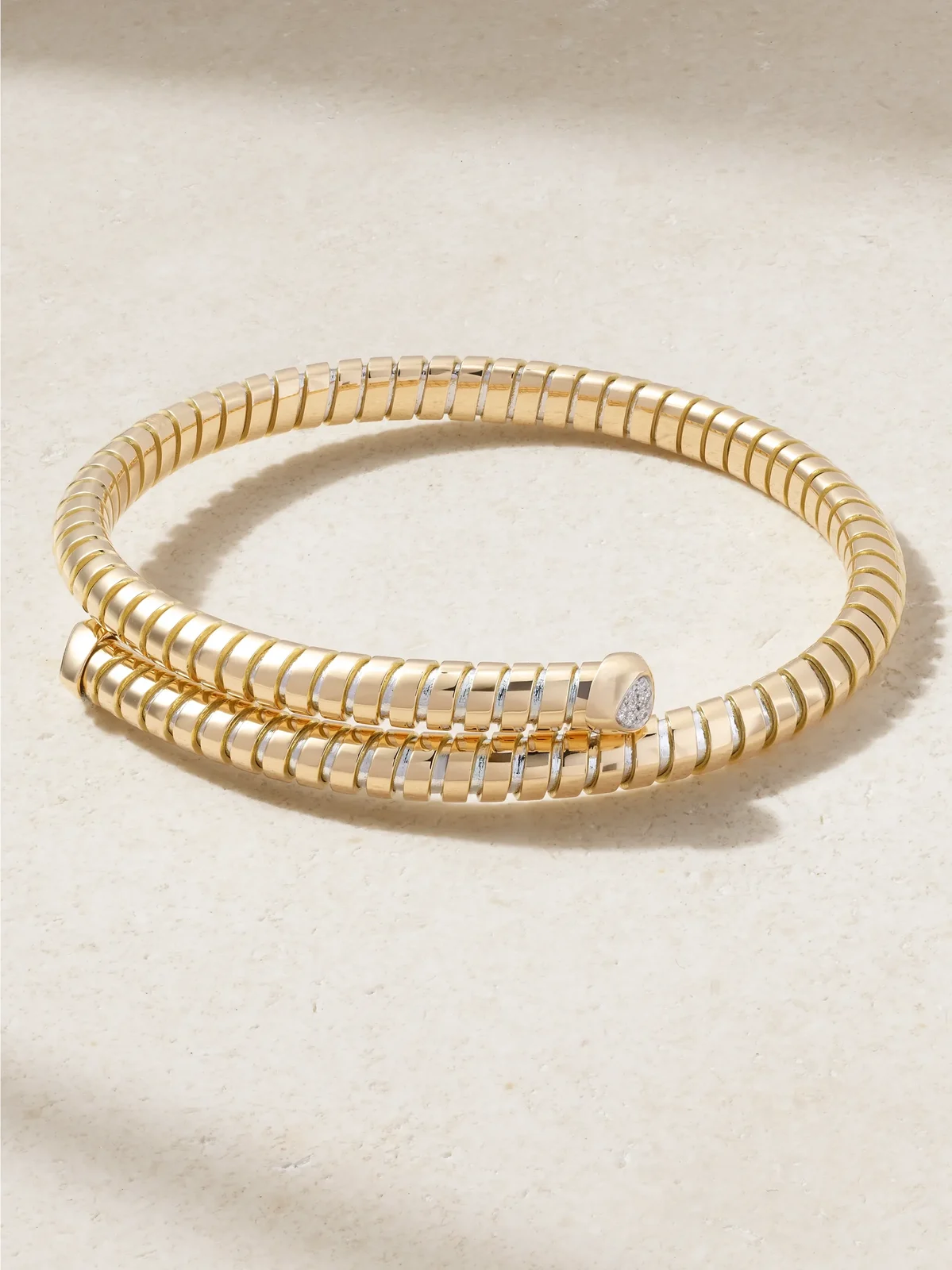 Trisolina Bypass 18-karat Yellow And White Gold Diamond Bracelet