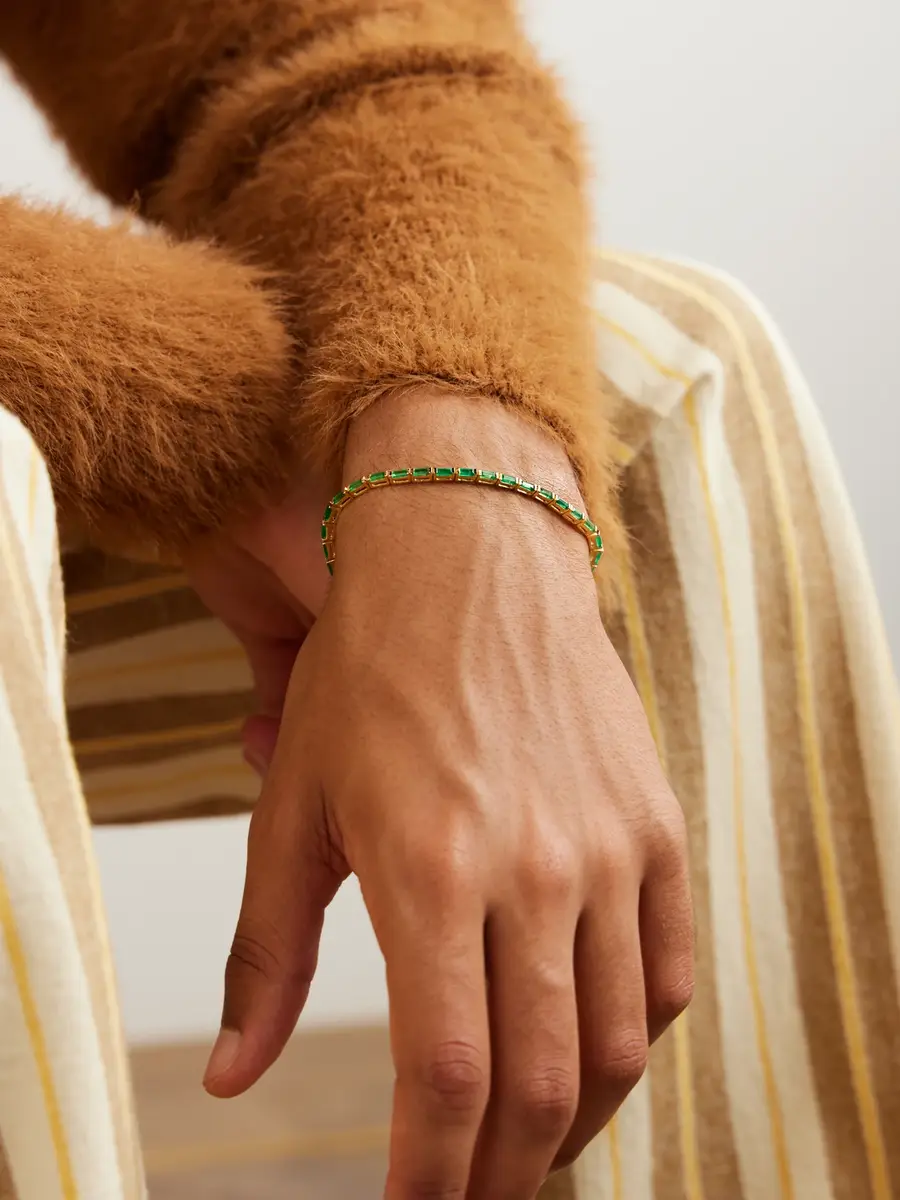 KOLOURS JEWELRY 14-Karat Gold Emerald Tennis Bracelet - Men | Thumbnail 2