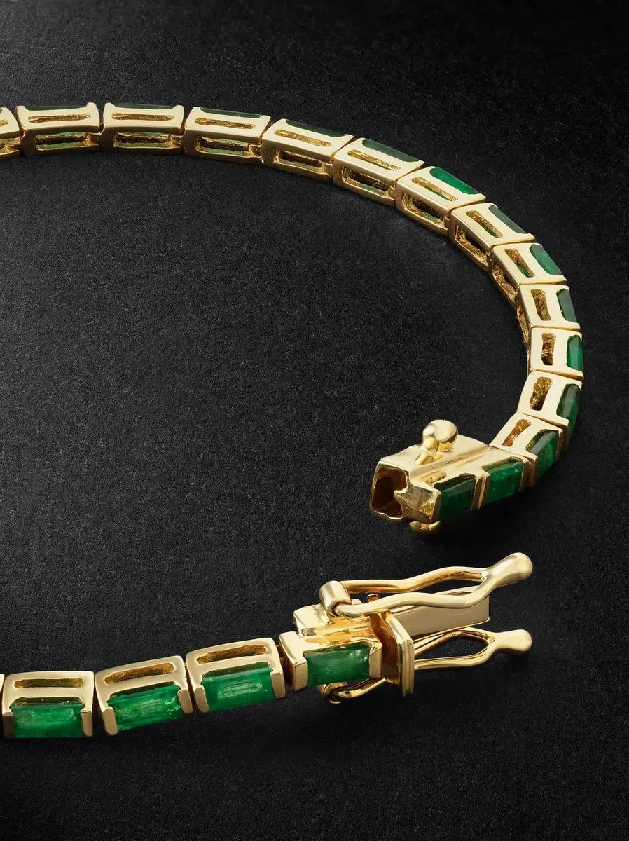 KOLOURS JEWELRY 14-Karat Gold Emerald Tennis Bracelet - Men | Thumbnail 3