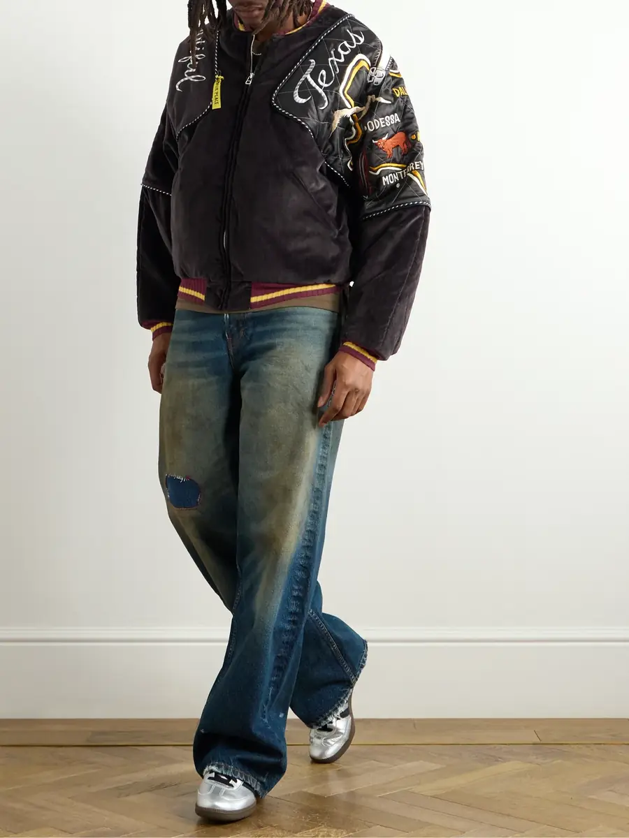 KAPITAL Embroidered Quilted Shell-Trimmed Cotton-Velvet Bomber Jacket - Men | Thumbnail 2 KAPITAL Embroidered Quilted Shell-Trimmed Cotton-Velvet Bomber Jacket - Men | Thumbnail 2