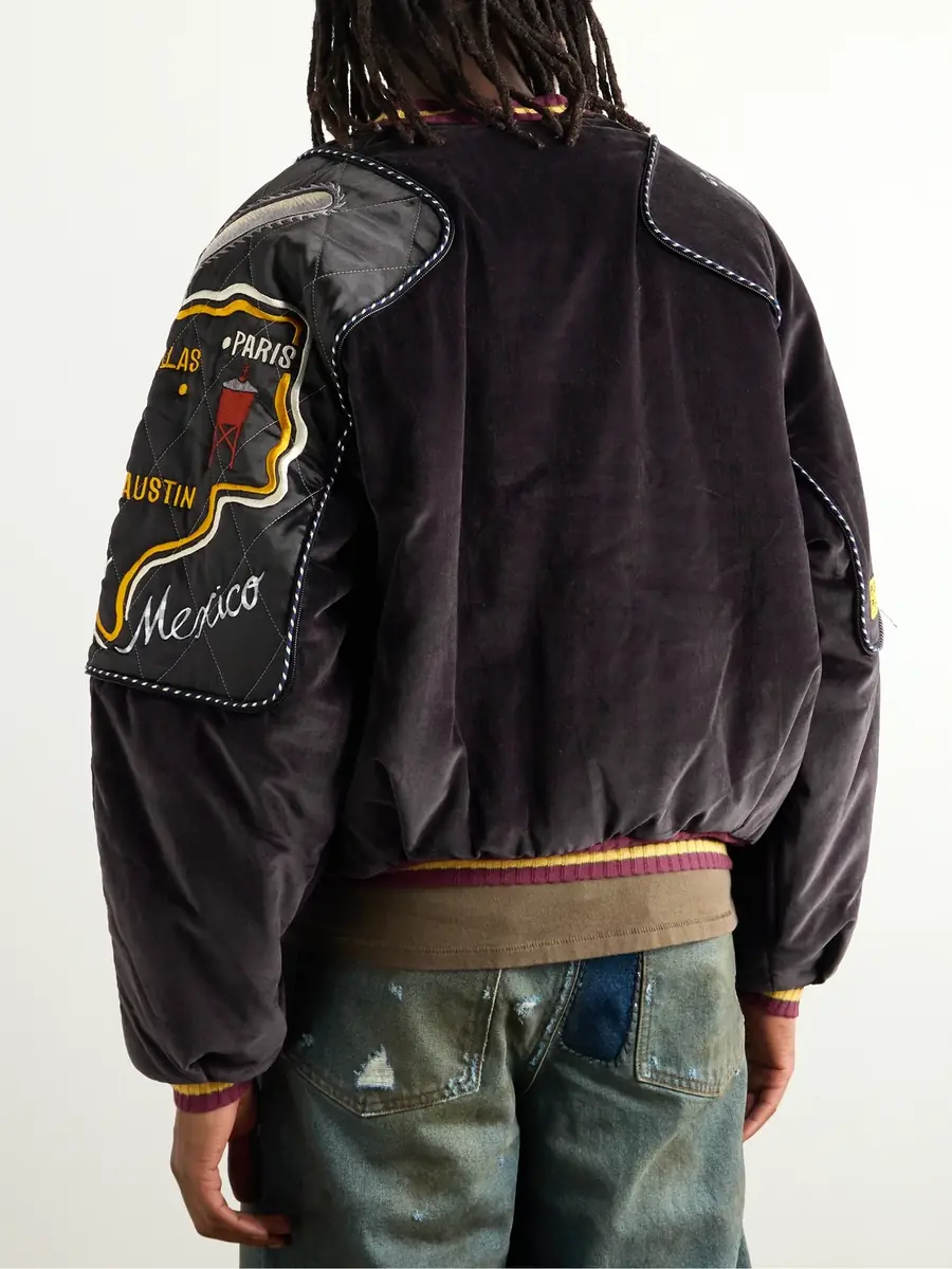 KAPITAL Embroidered Quilted Shell-Trimmed Cotton-Velvet Bomber Jacket - Men | Thumbnail 3 KAPITAL Embroidered Quilted Shell-Trimmed Cotton-Velvet Bomber Jacket - Men | Thumbnail 3