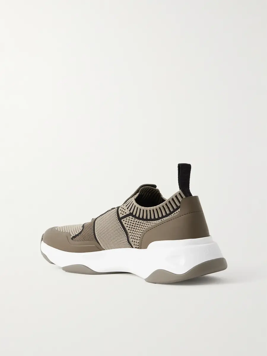 Berluti Shadow Rubber and Leather-Trimmed and Coated Stretch-Knit Sneakers - Men | Thumbnail 4