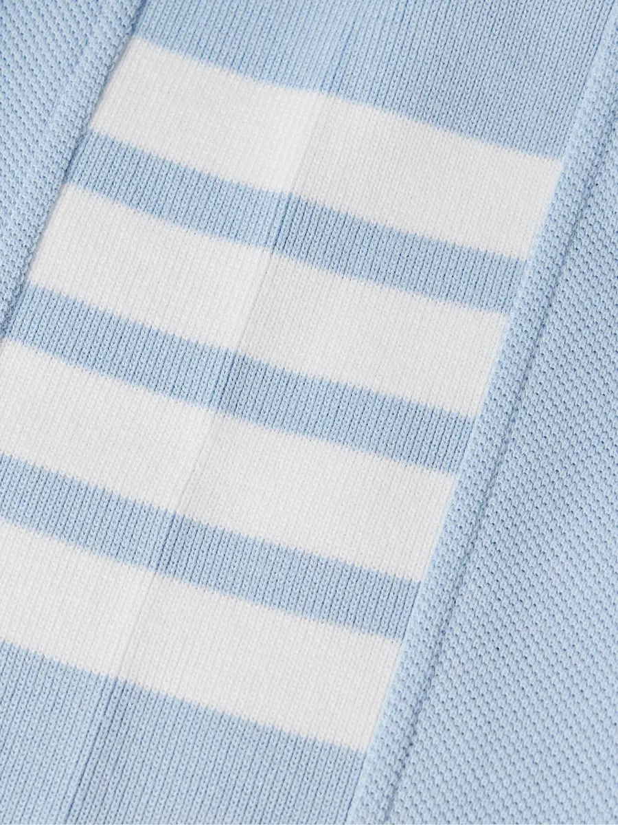 Thom Browne Logo-Appliquéd Striped Cotton-Piqué T-Shirt - Men | Thumbnail 5 Thom Browne Logo-Appliquéd Striped Cotton-Piqué T-Shirt - Men | Thumbnail 5