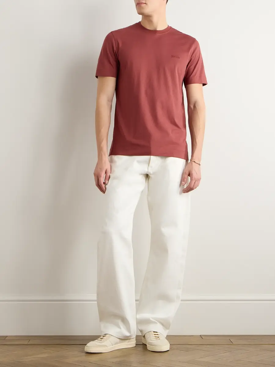 Zegna Slim-Fit Logo-Embroidered Cotton-Jersey T-shirt - Men | Thumbnail 2