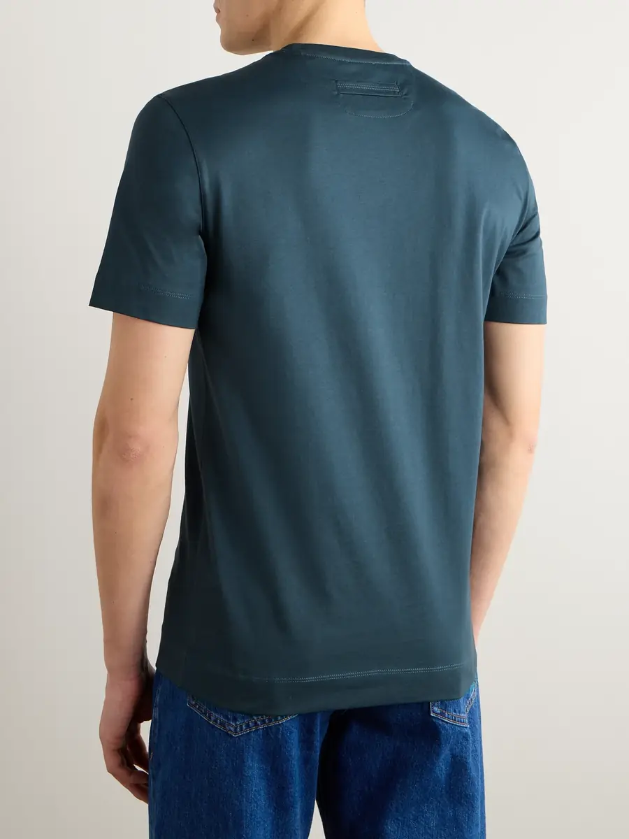 Zegna Slim-Fit Logo-Embroidered Cotton-Jersey T-Shirt - Men | Thumbnail 3 Zegna Slim-Fit Logo-Embroidered Cotton-Jersey T-Shirt - Men | Thumbnail 3