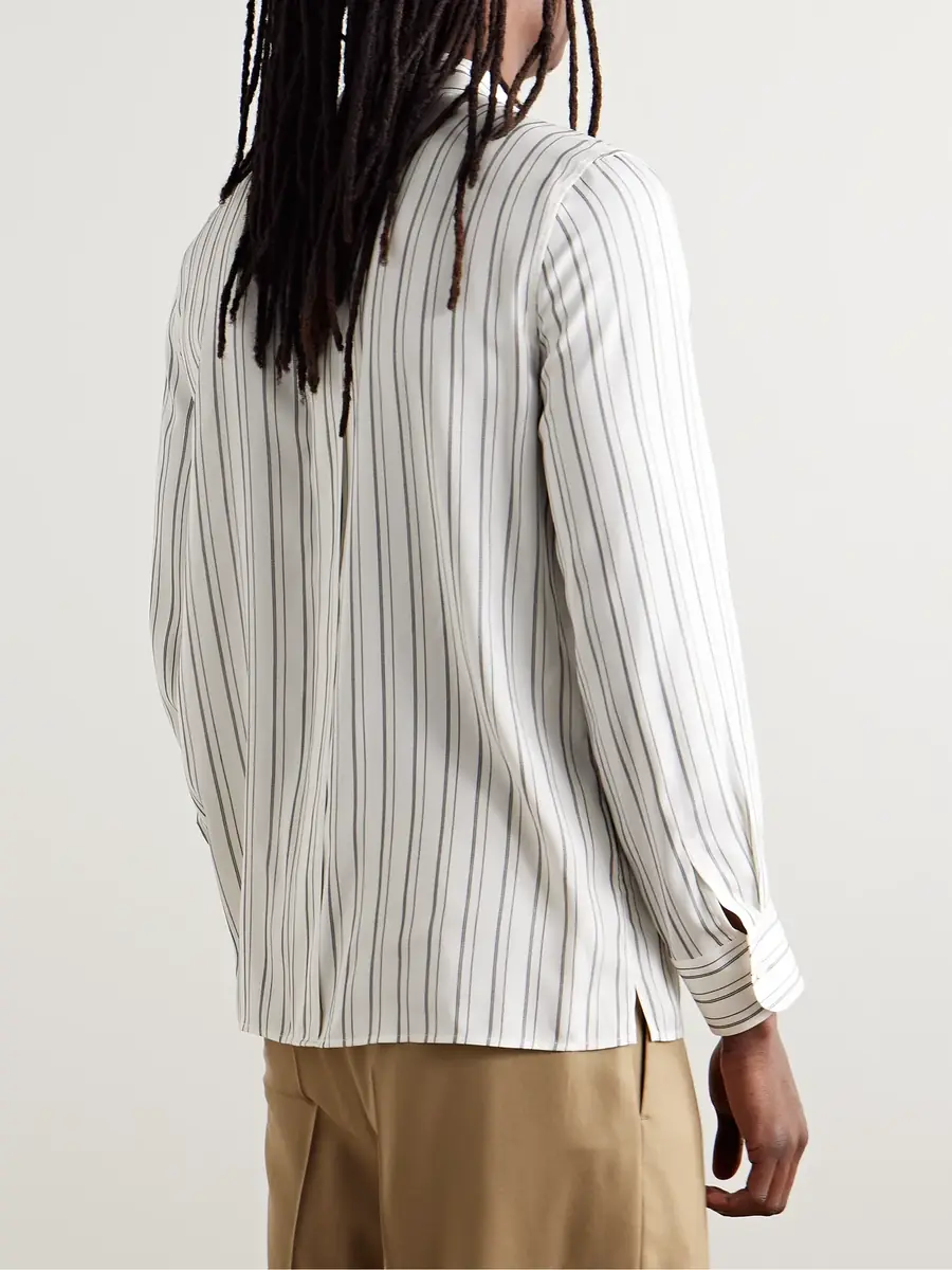 Saint Laurent Striped Silk Shirt - Men | Thumbnail 4