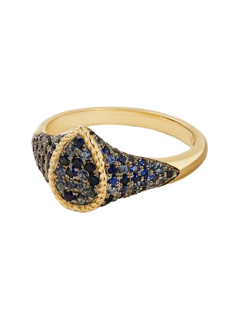 Yvonne Léon Baby Chevalière 9-karat Gold Sapphire Signet Ring