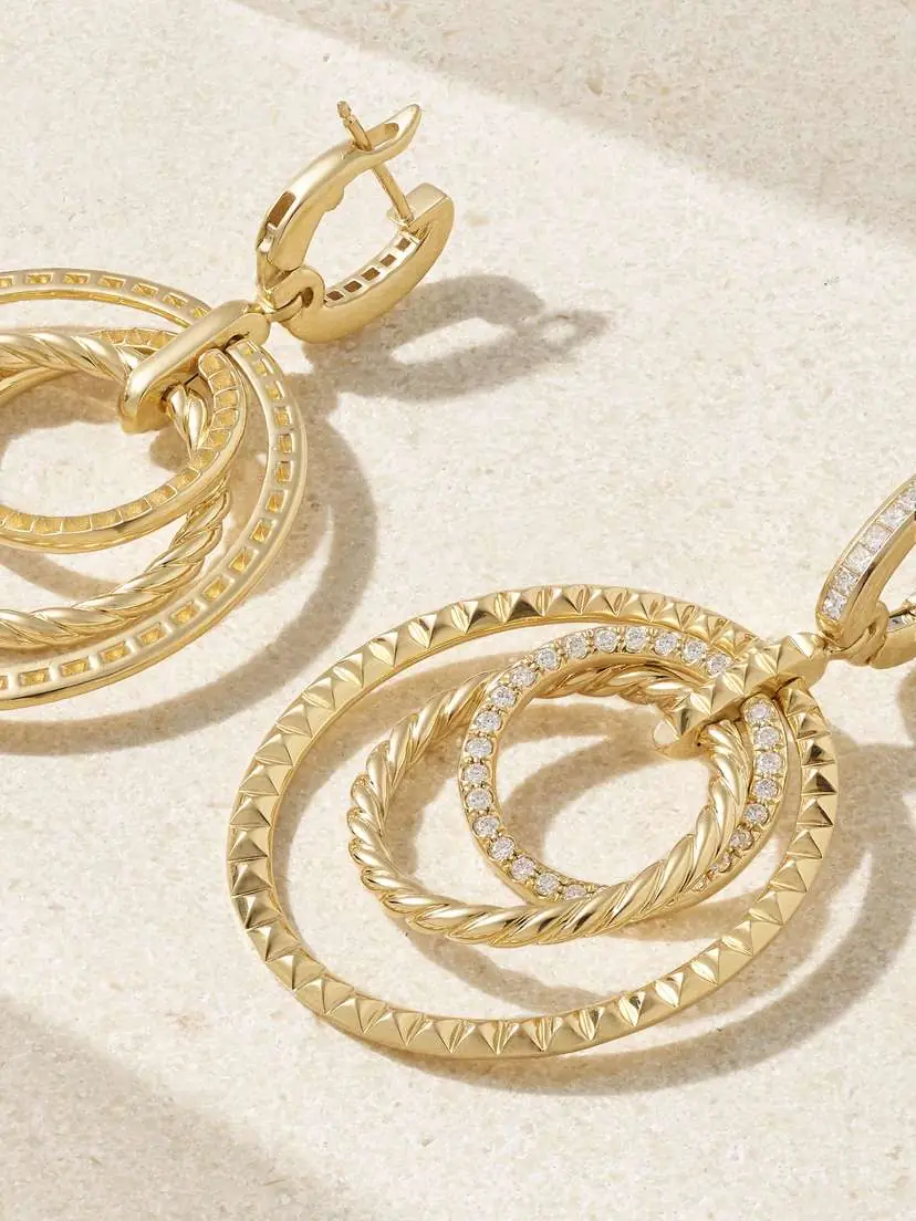 David Yurman Crossover Trio 18-karat Gold Diamond Hoop Earrings | Thumbnail 3 David Yurman Crossover Trio 18-karat Gold Diamond Hoop Earrings | Thumbnail 3