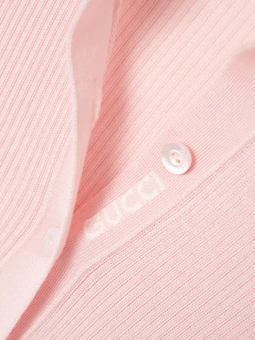 Gucci Striped Ribbed Cashmere And Silk-blend Polo Shirt | Thumbnail 5 Gucci Striped Ribbed Cashmere And Silk-blend Polo Shirt | Thumbnail 5
