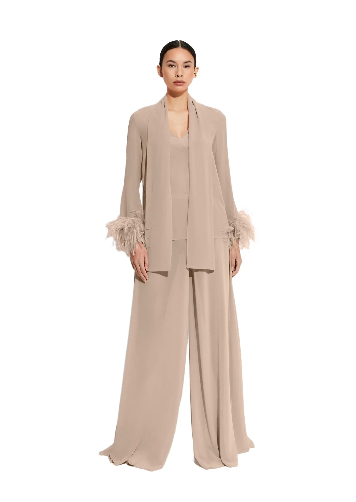 Lightweight Georgette Scarf Top With Feathers