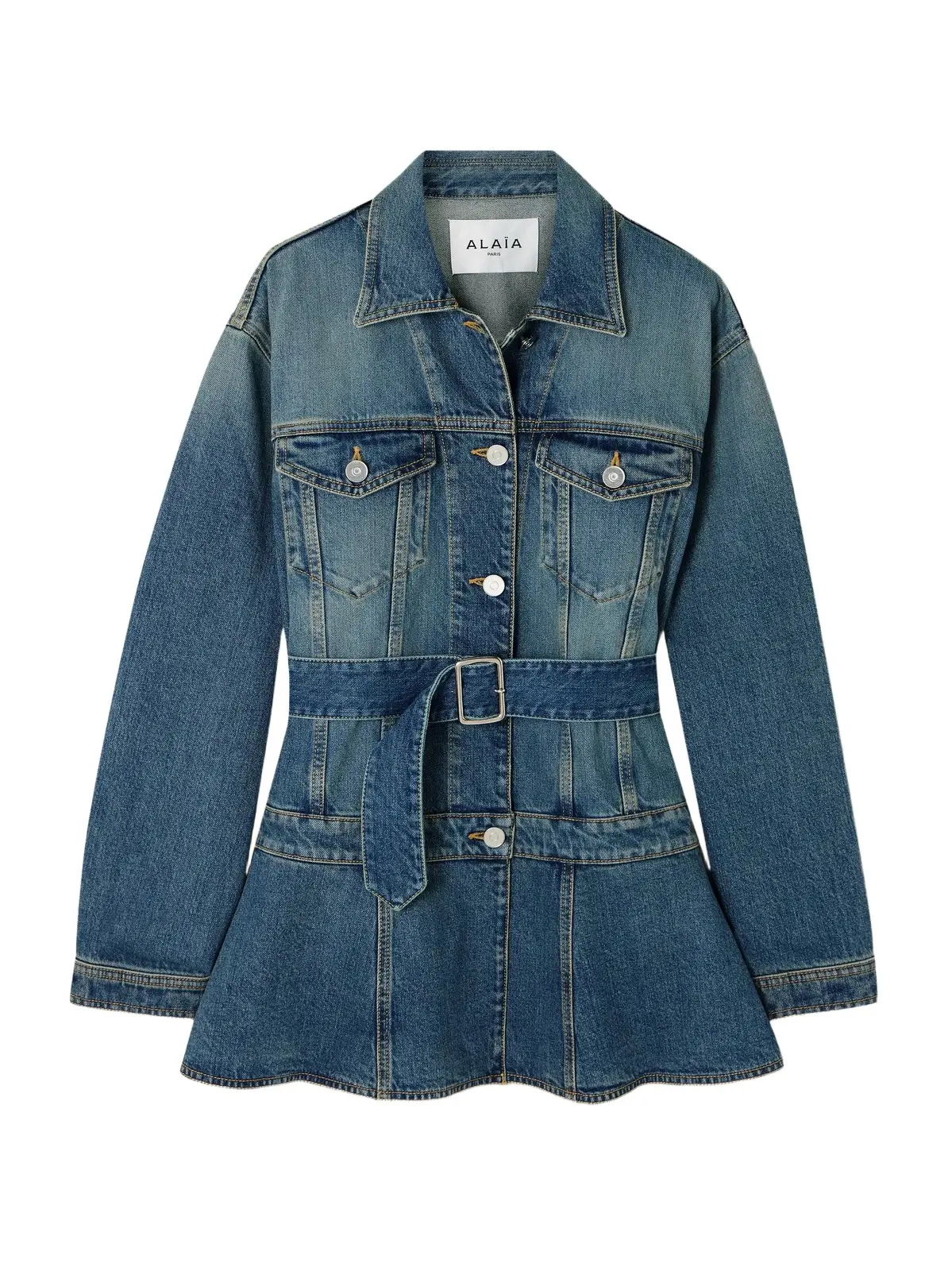Belted Denim Peplum Jacket Belted Denim Peplum Jacket