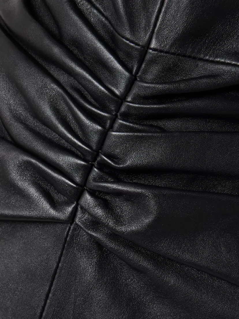 Victoria Beckham Gathered Leather Midi Dress | Thumbnail 4