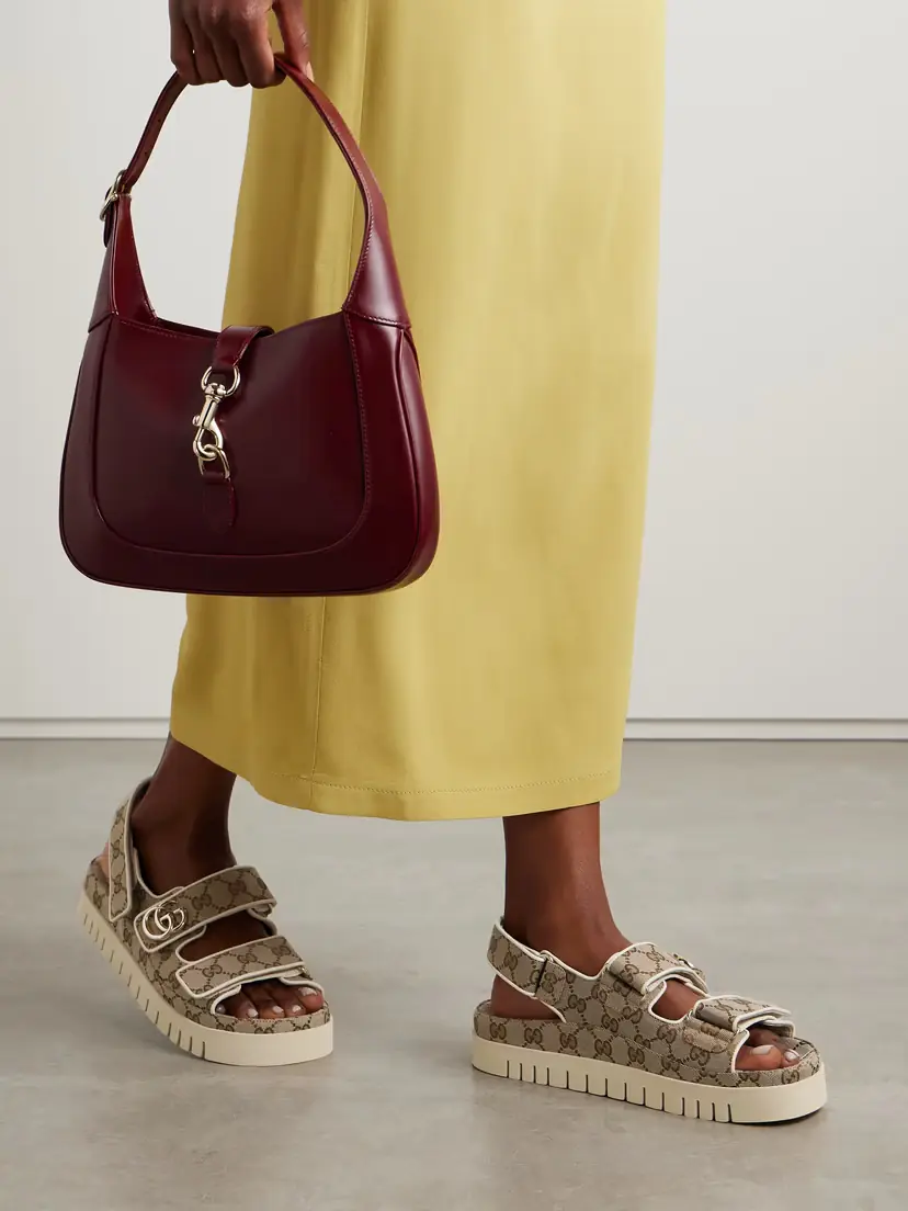 Gucci New Marmont Leather-trimmed Embellished Canvas-jacquard Platform Sandals | Thumbnail 2 Gucci New Marmont Leather-trimmed Embellished Canvas-jacquard Platform Sandals | Thumbnail 2