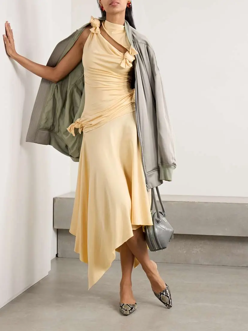 Acne Studios Asymmetric Knotted Cutout Stretch-crepe Midi Dress | Thumbnail 2 Acne Studios Asymmetric Knotted Cutout Stretch-crepe Midi Dress | Thumbnail 2