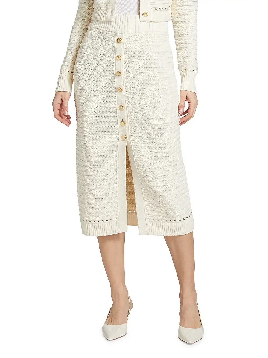 Toccin Women's Tani Cotton Knit Button-Front Midi-Skirt | Thumbnail 3 Toccin Women's Tani Cotton Knit Button-Front Midi-Skirt | Thumbnail 3