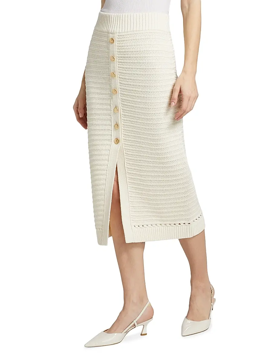 Toccin Women's Tani Cotton Knit Button-Front Midi-Skirt | Thumbnail 4 Toccin Women's Tani Cotton Knit Button-Front Midi-Skirt | Thumbnail 4