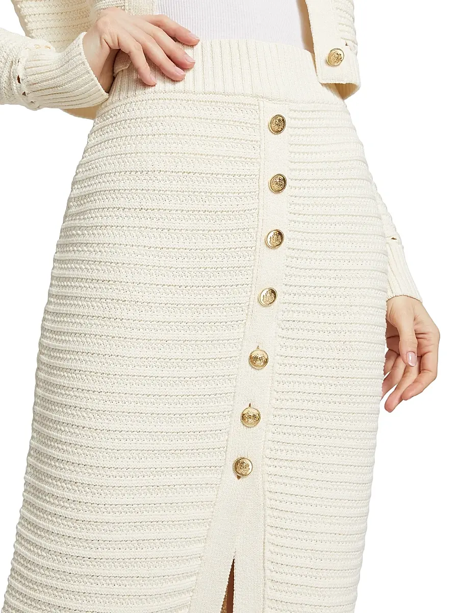 Toccin Women's Tani Cotton Knit Button-Front Midi-Skirt | Thumbnail 6 Toccin Women's Tani Cotton Knit Button-Front Midi-Skirt | Thumbnail 6