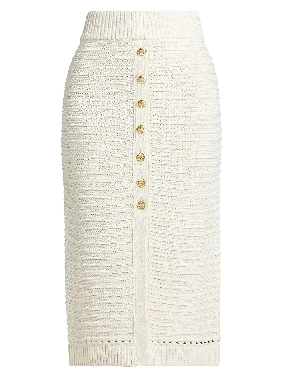 Toccin Women's Tani Cotton Knit Button-Front Midi-Skirt