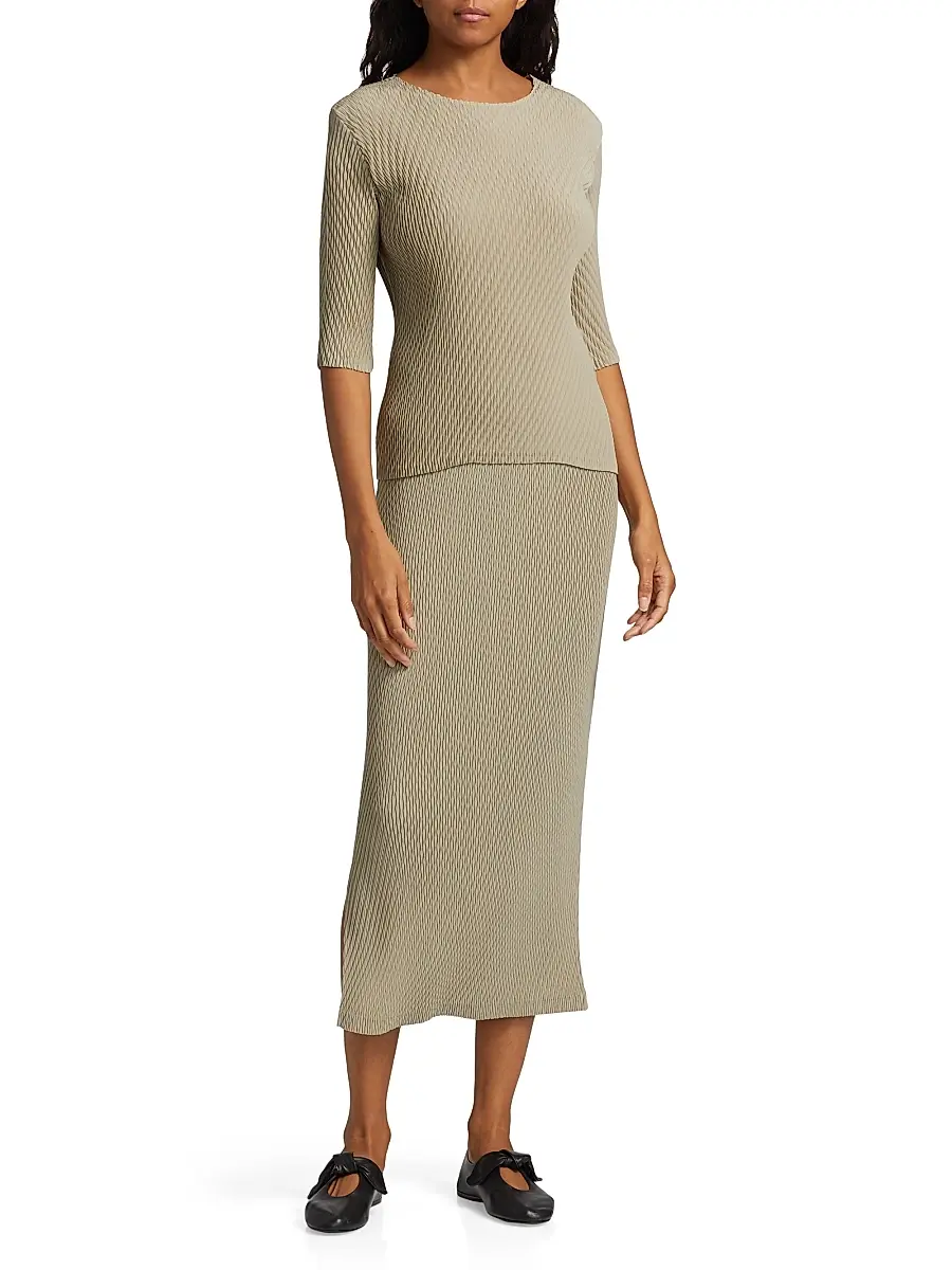 Issey Miyake Women's Rhombus Pleats Midi-Skirt - Ash Beige | Thumbnail 2