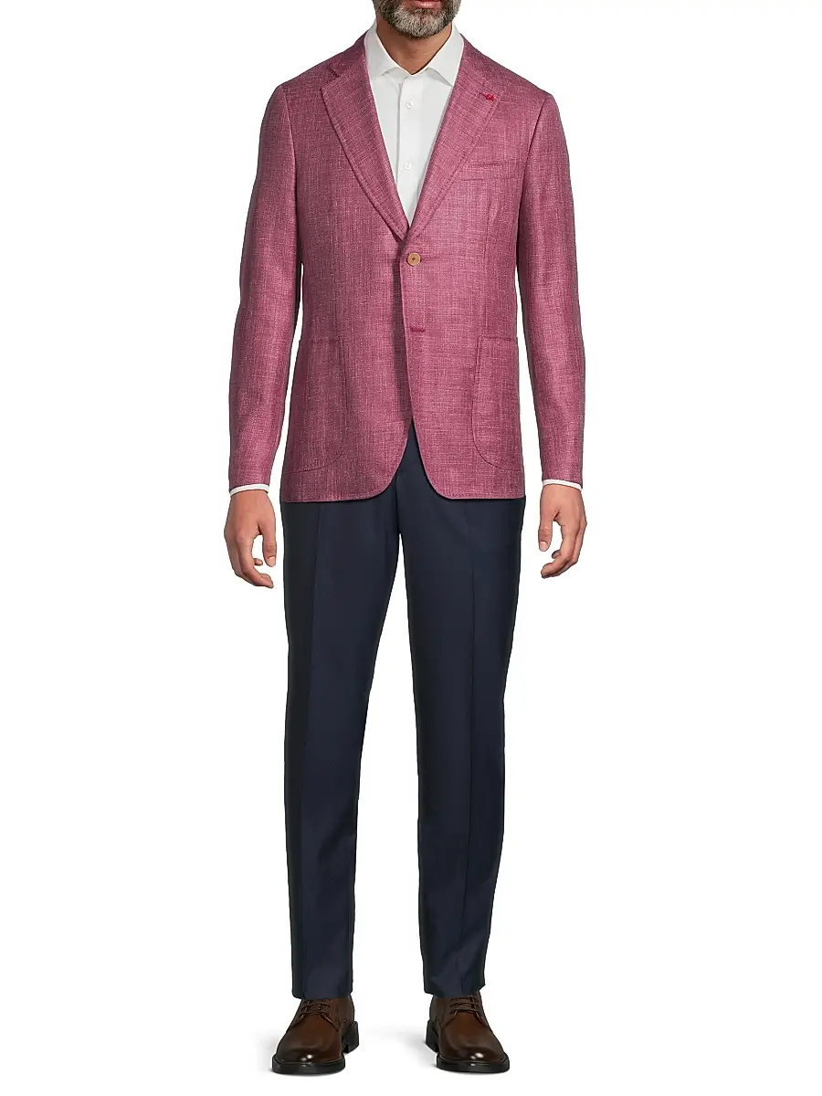 Isaia Men's Melange Wool-Silk-Linen Sportcoat - Bright Purple | Thumbnail 2 Isaia Men's Melange Wool-Silk-Linen Sportcoat - Bright Purple | Thumbnail 2