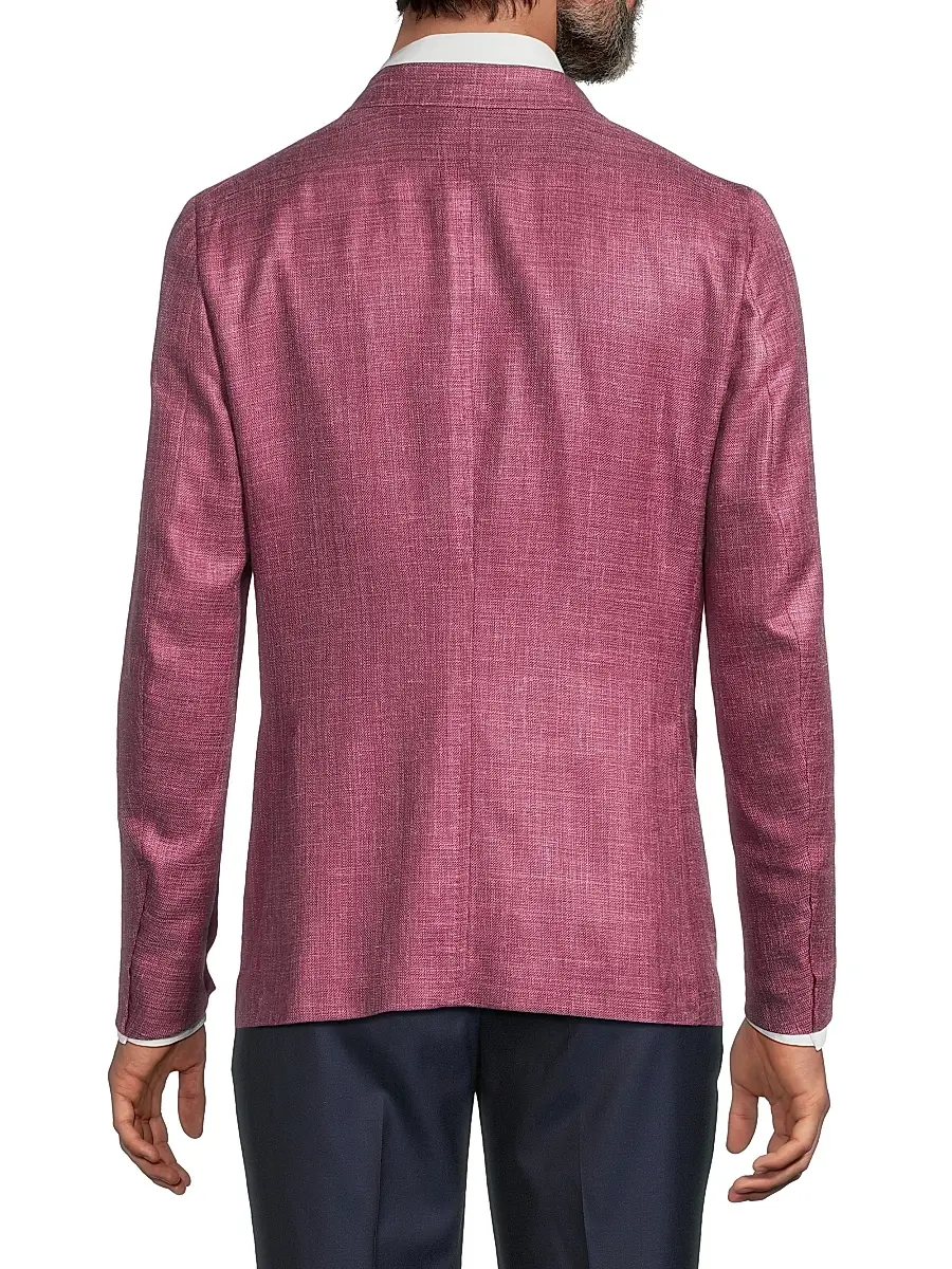 Isaia Men's Melange Wool-Silk-Linen Sportcoat - Bright Purple | Thumbnail 5 Isaia Men's Melange Wool-Silk-Linen Sportcoat - Bright Purple | Thumbnail 5