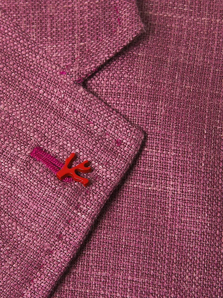 Isaia Men's Melange Wool-Silk-Linen Sportcoat - Bright Purple | Thumbnail 6 Isaia Men's Melange Wool-Silk-Linen Sportcoat - Bright Purple | Thumbnail 6