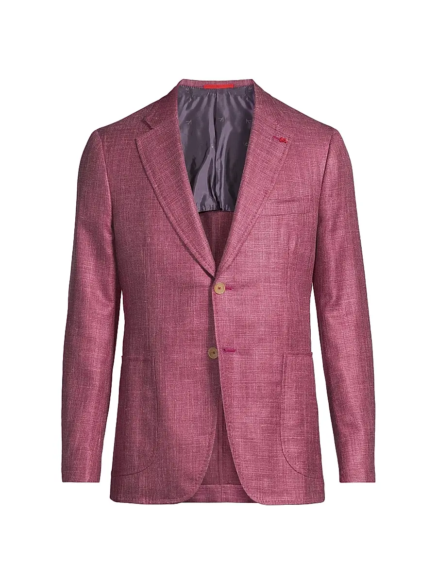 Men's Melange Wool-Silk-Linen Sportcoat - Bright Purple
