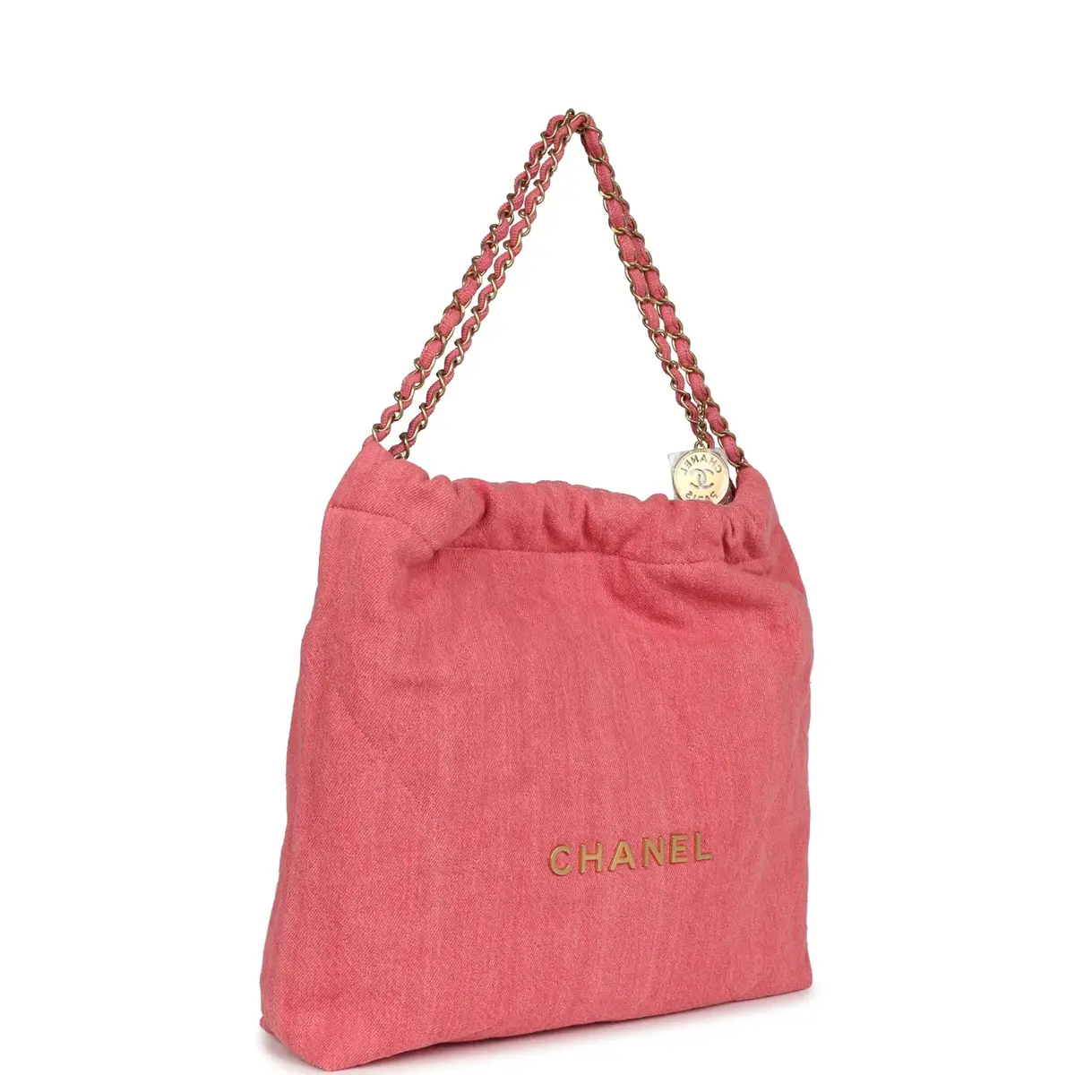 Chanel Chanel Small 22 Bag Light Red Washed Denim Gold Hardware | Thumbnail 2