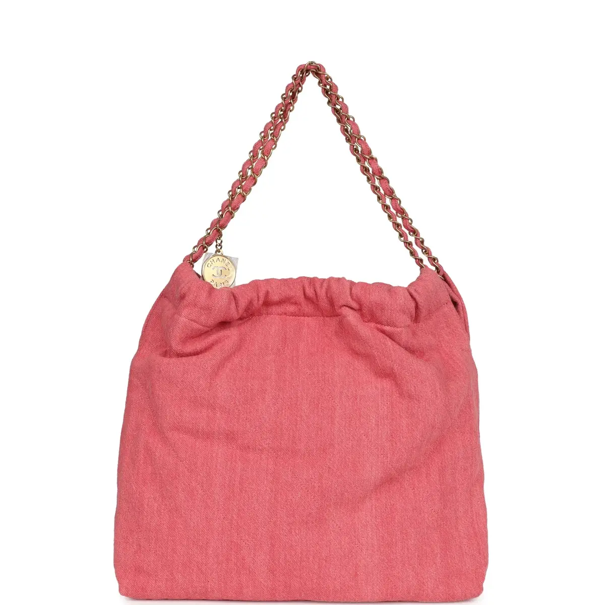 Chanel Chanel Small 22 Bag Light Red Washed Denim Gold Hardware | Thumbnail 4